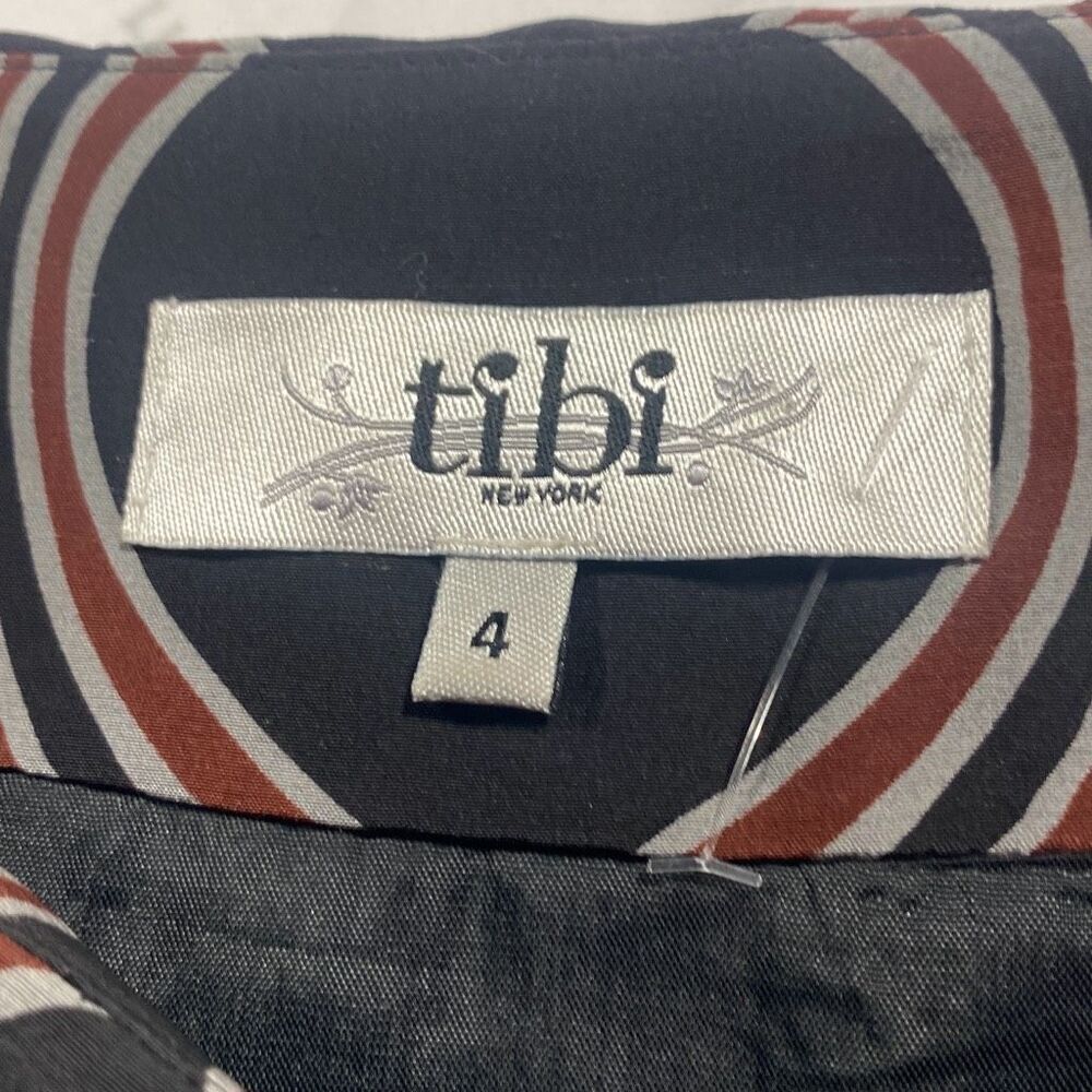 Tibi Silk Pleated Knee length Skirt Printed Black Cream Rust Size 4 - Picture 8 of 10